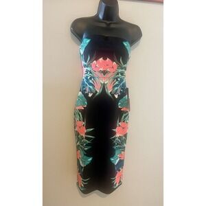 Express Strapless Dress with Floral Design